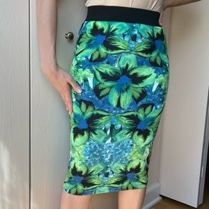 Tropical Midi Pencil Skirt